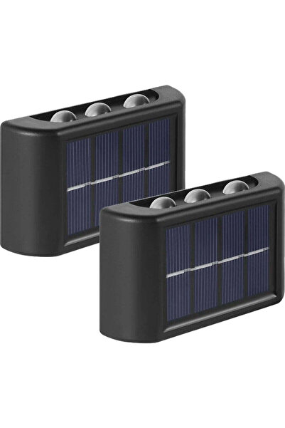 Vivendo Set 2 Lampi Solare de Perete cu Iluminare Sus si Jos 8 LED-uri Alb Rece