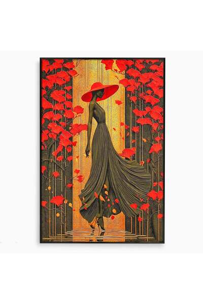 Luxcanva Tablou Canvas Eleganta Rosie 70x100 cm cu Rama Negru Femeie Moda Flori