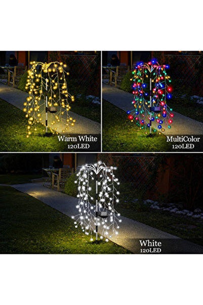 Vivendo Set 2 Lampi Solare Decorative tip Salcie 120 LED-uri Lumina Calda Rec...
