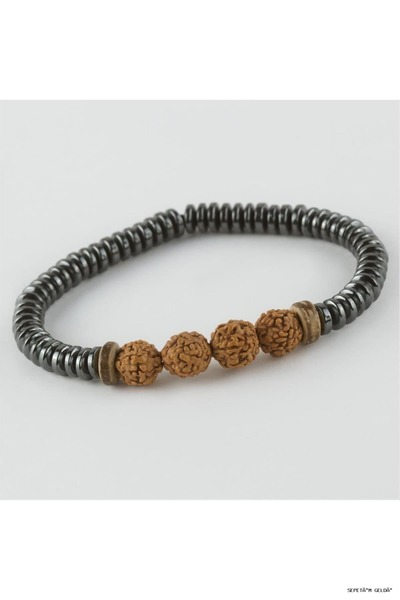 ZERO LAND Spt-Gld Rudeashka & Hematite Natural Stone (150214) Bracelet Brown