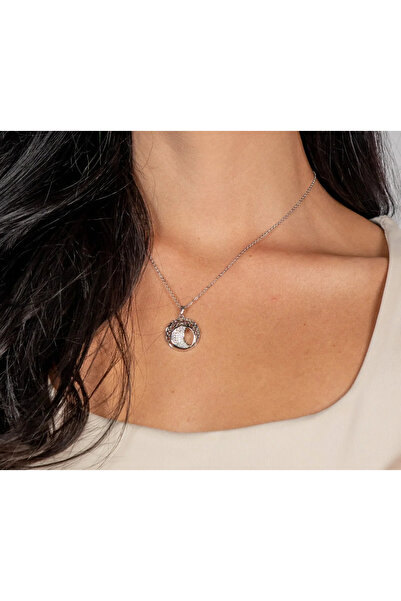 Peach Jewelry Μενταγιόν Λάουρα Ασήμι 925 Ρόδιο Περίτεχνο με Ζιργκόν