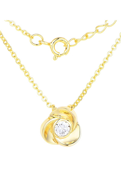 Peach Jewelry Μενταγιόν Laura Ασήμι 925 Ροδινό Ροζ με Κρύσταλλο Επιχρυσωμένο 18Κ