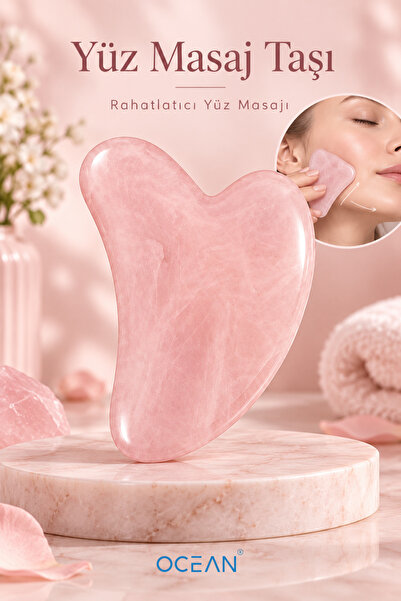 Ocean Yüz Masaj Taşı, Yüz Bakım ve Masaj Aparatı, Pembe Masaj Taşı