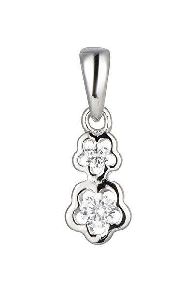 Peach Jewelry Κολιέ Λάουρα Ασήμι 925 Ρόδιο Διπλό Λουλούδι με Κρύσταλλα