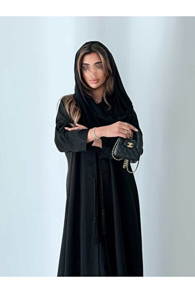 AYA MWT1171 - عباية بتطريز اسود بالامام