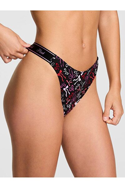 PINK Logolu Pamuklu Derin Bacak Kesim Tanga