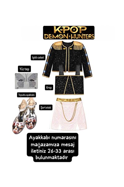 bemora kids kpop huntrix ışıklı rumi mira zoey iblis avcıları kostüm etek ışı...