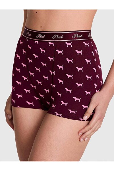 PINK Logolu Pamuklu Yüksek Bel Boyshort Külot