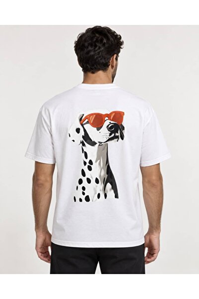 CANMODA White Oversize Dalmatian Printed Men's T-Shirt