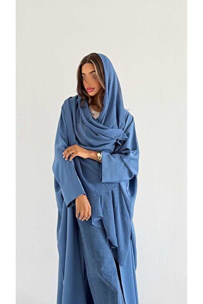 AYA MWT1233 - عبايه ساده مع طرحه لينن