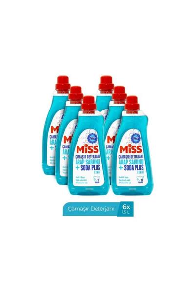 Miss Sıvı Çamaşır Deterjanı 1500 ml x6 Arap Sabunu ve Soda Etkili Sabun Kokulu