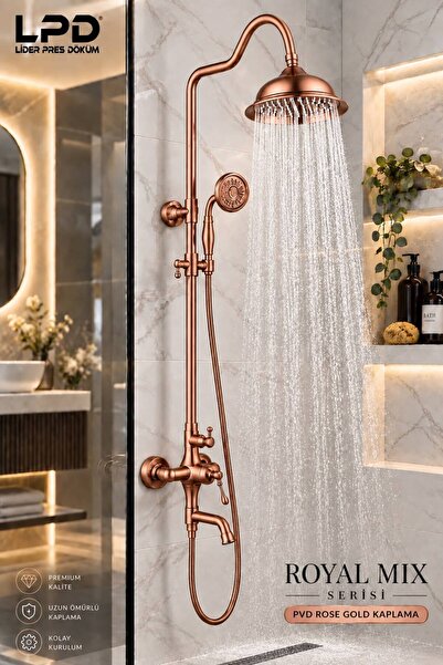 LPD LİDER ROSE DUŞ TAKIMI PARLAK ROSE ROBOT DUŞ SİSTEMİ BANYO BATARYASI DAHİL...
