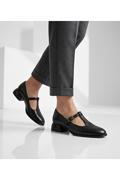 ERWAD SHOES Siyah Parlak Cilt Ön Direkli Kalın Topuk 2,7cm Boyu Günlük Rahat ...