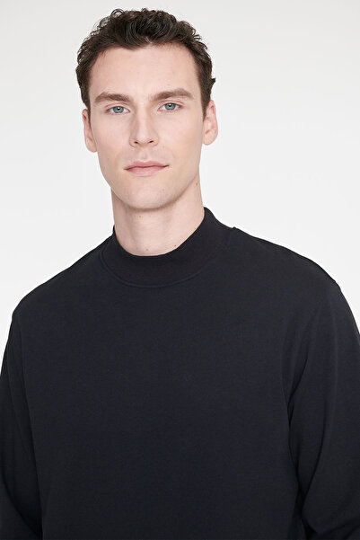 AC&Co / Altınyıldız Classics Erkek Lacivert Pamuklu Standart Fit Normal Kesim Yarım Balıkçı Yaka Sweatshirt