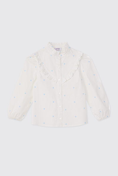 Panço Girl's Buttoned White Shirt