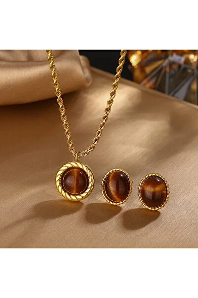 Peach Jewelry Σετ Κοσμημάτων Ρετρό Στυλ, Κλασικό Γεωμετρικό, από Ανοξείδωτο Α...