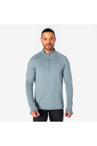 Decathlon Erkek Uzun Kollu Koşu Tişörtü - Gri - Kiprun Run 500 Warm
