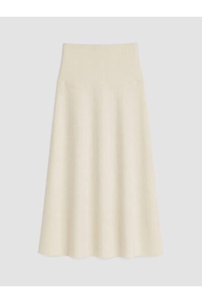 LC Waikiki Vizyon New Season Beige Elastic Waist Flared Skirt