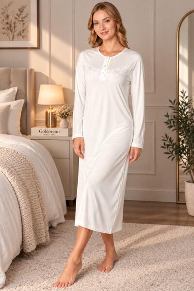 gd goldoremi Women's Premium Comfortable Long Sleeve Nightgown