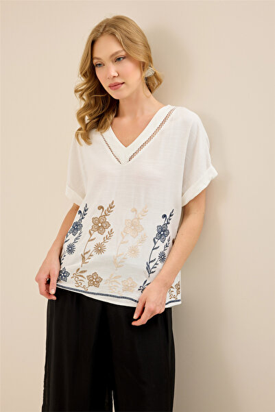 HomeStore Mesh V-Neck Blouse