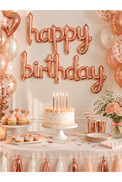 Magique Party El Yazısı "happy birthday" Folyo Balon Seti