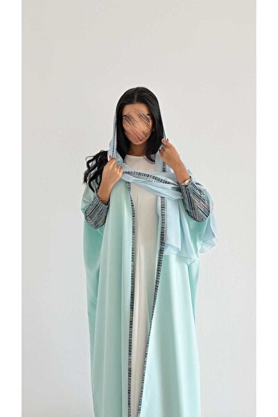 AYA Mwt2119 - Crepe Abaya with Colorful Stretch Sleeves