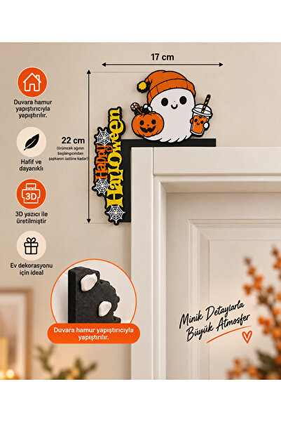 Genel Markalar 3D Baskı Halloween Hayalet Kapı Pervazı Süsü – Happy Halloween...