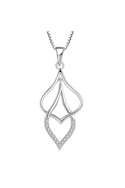 Peach Jewelry Μενταγιόν Λάουρα Ασημένιο 925 Ρόδιο Μίνιμαλ Με Ζιργκόν