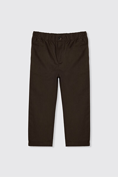 Panço Baby Boy Elastic Waist Loose-Legged Brown Trousers