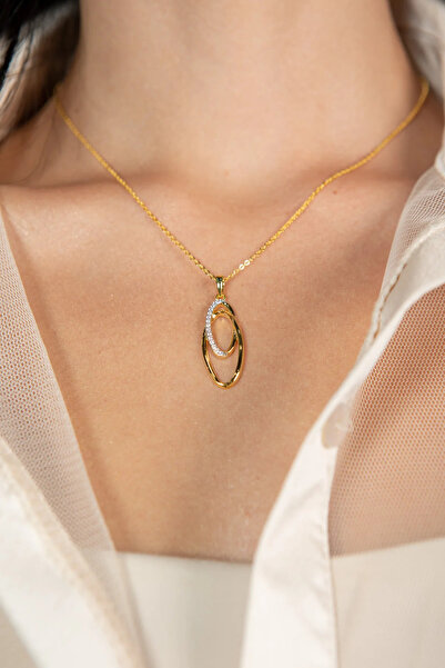 Peach Jewelry Μενταγιόν Laura Ασήμι 925 Ρόδιο Οβάλ Με Ζιργκόν Επιχρυσωμένο 18Κ