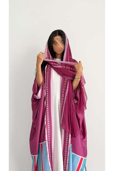 AYA MWT1201 - عباية مخطط ملون |Colorful striped abaya