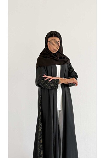 AYA MWT2074 - عباية كريب مع ركامة زيتي