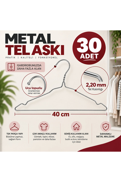 Metal Elbise Askısı Kıyafet Askısı Pantolon Askısı İnce Tel Askı