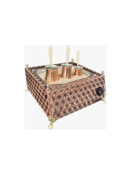 albarakat Cahvee Kumda Kahve Makinesi | 34x32x25 cm | Cezvesiz | 1000W | Bakır Elektrikli | El Yapımı | Kum Da