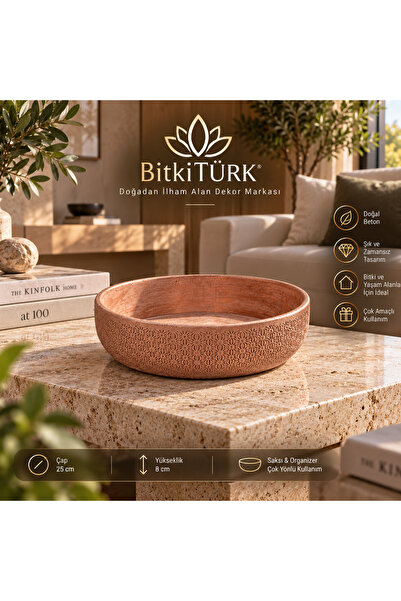 BitkiTÜRK Bonsai Saksısı Dekoratif Beton Saksı Sukulent Kaktüs Aranjman Saksısı