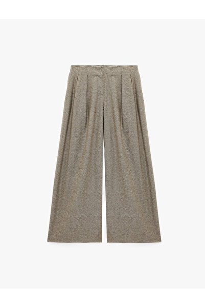 Koton Viscose Blended High Waist Pleated Palazzo Pants with Pockets