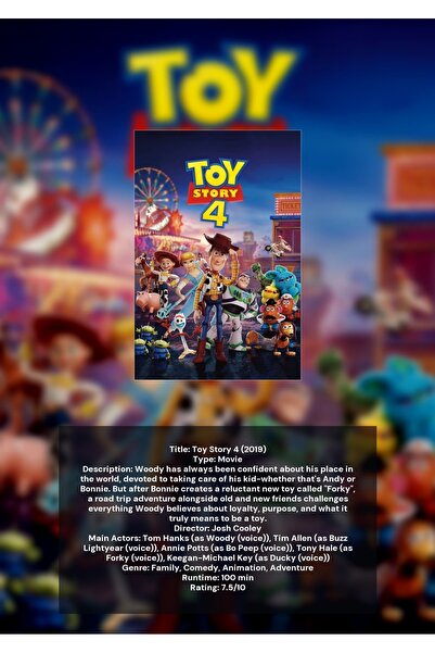 OEM Αφίσα Ινφορματικής Γραφής Toy Story 4, Συλλογή Κινουμένων Σχεδίων, Χαρτόν...