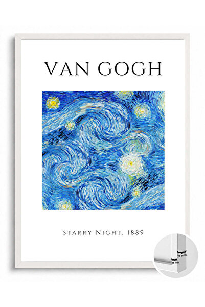 For Space On Ahşap Çerçeveli Tekli Tablo Van Gogh Yıldızlı Gece Duvar Tablosu...