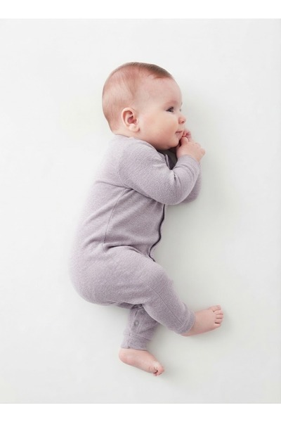 gülerçocuk Unisex Düğmeli Organik Bebek Tulumu & Uzun Kollu Papatya/Desenli Bebek Tulum