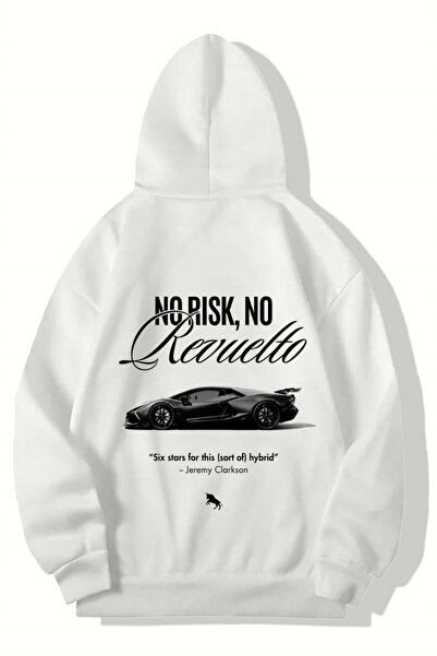 BRZ COLLECTION Unisex Oversize No Risk No Revelto Hoodie (White)
