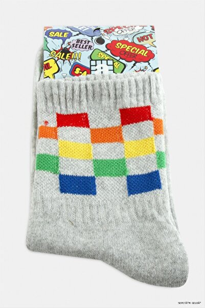 ZERO LAND Spt-Gld Chess Patterned College Socks (165932) 8X28 Gray