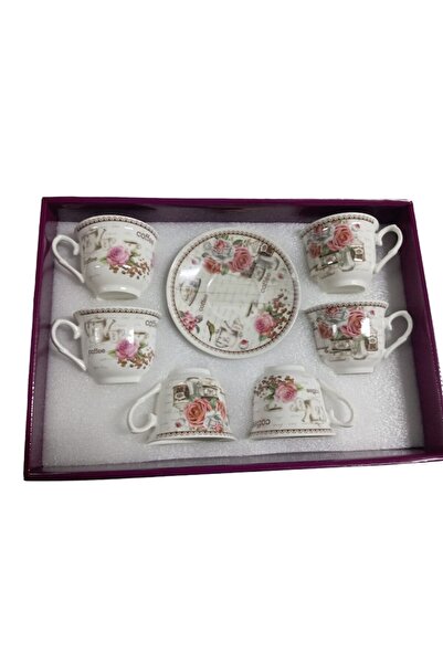 odjas Set 6 cesti cu 6 farfurii crem, 150 ml, ceramica, Malooki Luxury Collec...