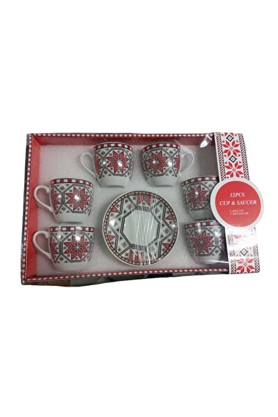 odjas Set 6 cesti + 6 farfurii ceramica model alb dungi