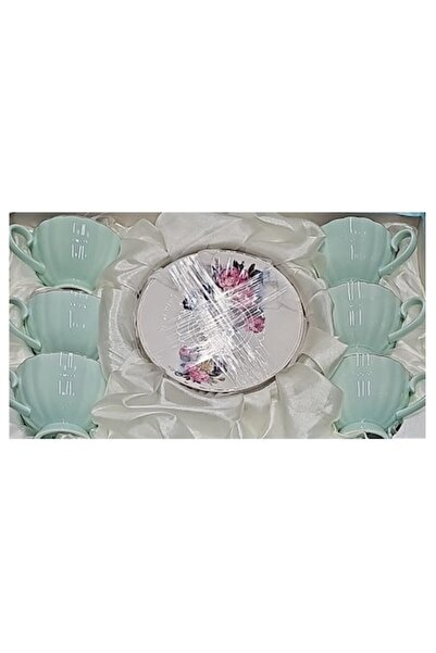 odjas Set de 6 cești de cafea, 6 farfurii, ceramică, verde