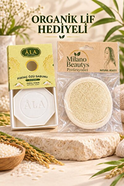 MİLANO BEAUTYS Ala Rice Extract Organic Solid Soap Soap with Organic Fiber Gift