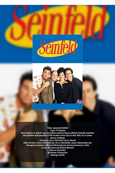 OEM Poster Infografic Seinfeld, serialul despre nimic, carton premium 250g, f...