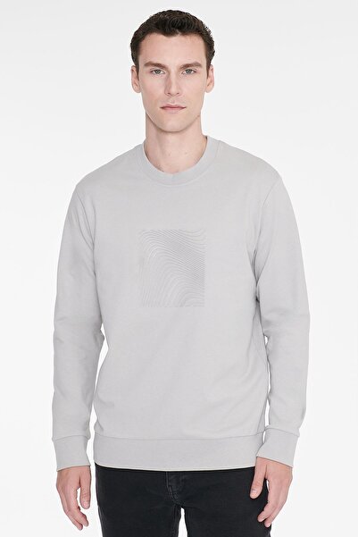 AC&Co / Altınyıldız Classics Erkek Taş Pamuklu Standart Fit Normal Kesim Bisiklet Yaka Sweatshirt