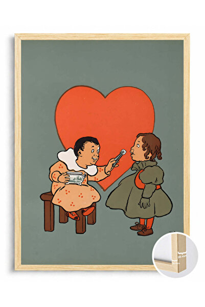 For Space On Ahşap Çerçeveli Tekli Tablo Çocuk Odası Heart Kids Duvar Tablosu...