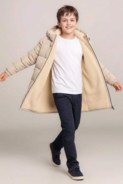 Ricalena Boys' Thick Filling Water Repellent Windproof Winter Comfortable Stylish Hooded Casual Coat