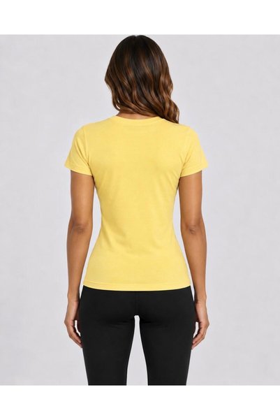 AXXEL Women's Yellow Lycra Single Jersey Slim Fit T-Shirt-D232